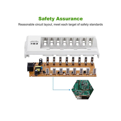 EBL 8 Bay Smart Battery Charger for AA , AAA , Ni-MH , Ni-CD Rechargeable Batteries NiMH NiCD Camera Commons PH