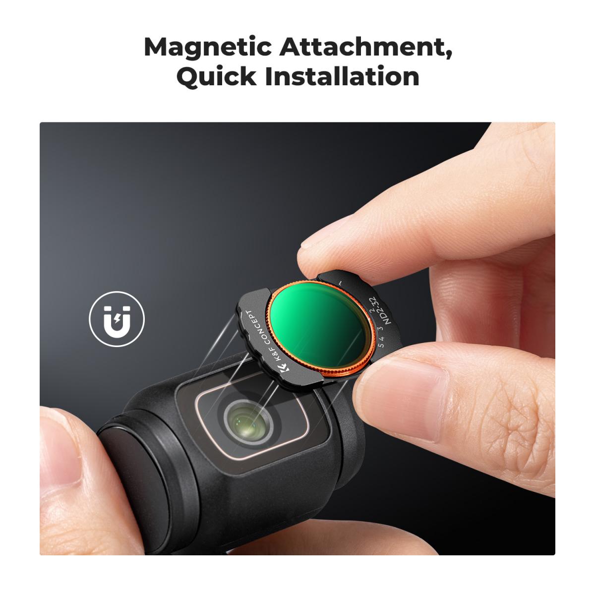 K&F Concept CPL + Black Mist 1/4 + ND2-32 Filter for DJI Osmo Pocket 3 Camera Lens Accessories