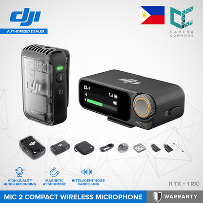 DJI Mic 2 (2 TX + 1 RX + Charging Case) Pocket-Sized Pro Audio All-in-one Wireless Microphone Noise Cancelling