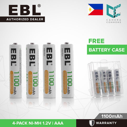 EBL 4 Pack 1.2V AAA Size 1100mAh Rechargeable battery - Ni-MH NiMH Camera Commons PH