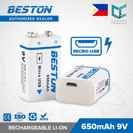 BESTON 9V Rechargeable Batteries, 650mAh Li-ion Rechargeable 9 Volt Battery with Micro USB Charging Port