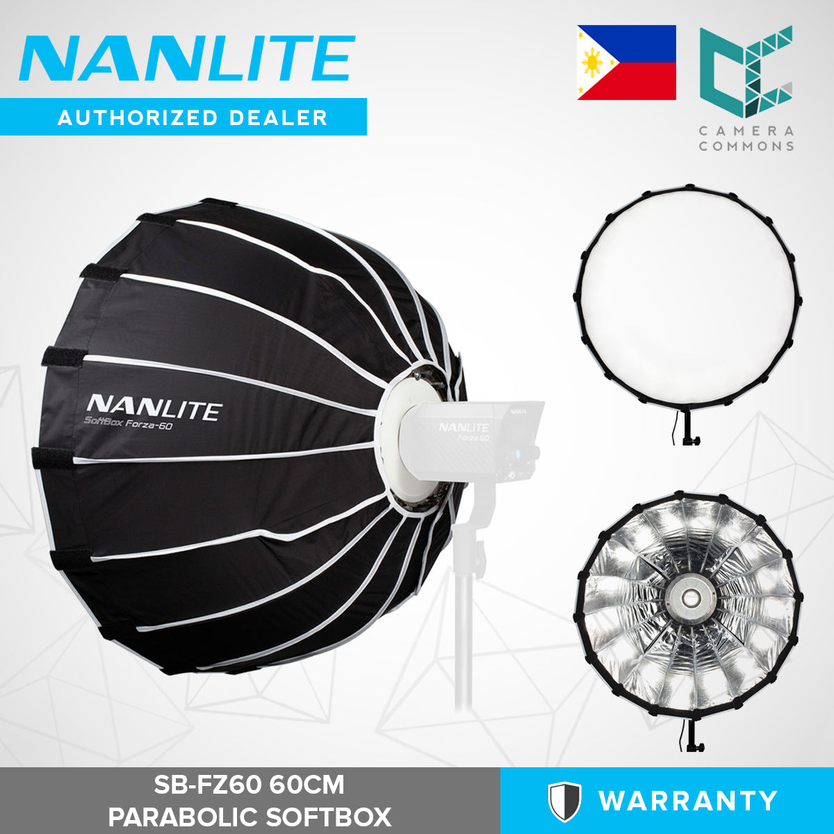 Nanlite 60 60cm Parabolic Softbox for Forza 60 LED Studio Light SB-FZ60