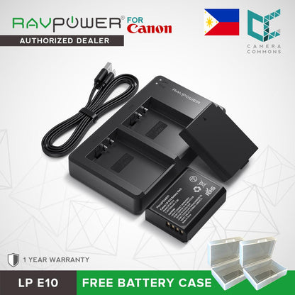 RAVPower LP-E10 Camera Battery Charger with 2pcs Batteries Set for Canon EOS Rebel Cameras LPE10