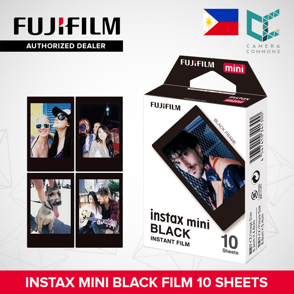 FUJIFILM Instax Mini Instant Film Multi-Color Pastel Gradient Macaron Black Contact Sheet Lavender Blue Pink Photo Slide 10 Sheets