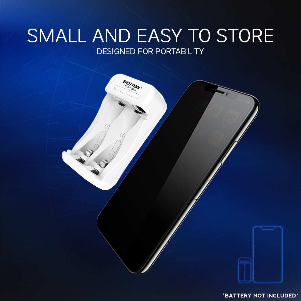 Beston C8001 2-Bay Charger Battery Charger for AA / AAA Rechargeable Battery BST-C8001