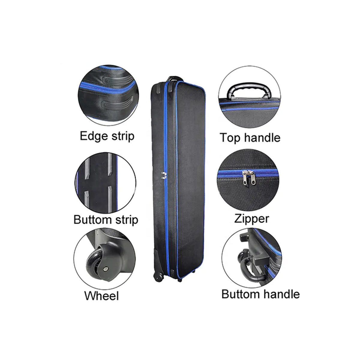 STUDIOMATE C-Stand Trolley Bag with wheels Carrying Case for Light Stands Studio Equipment