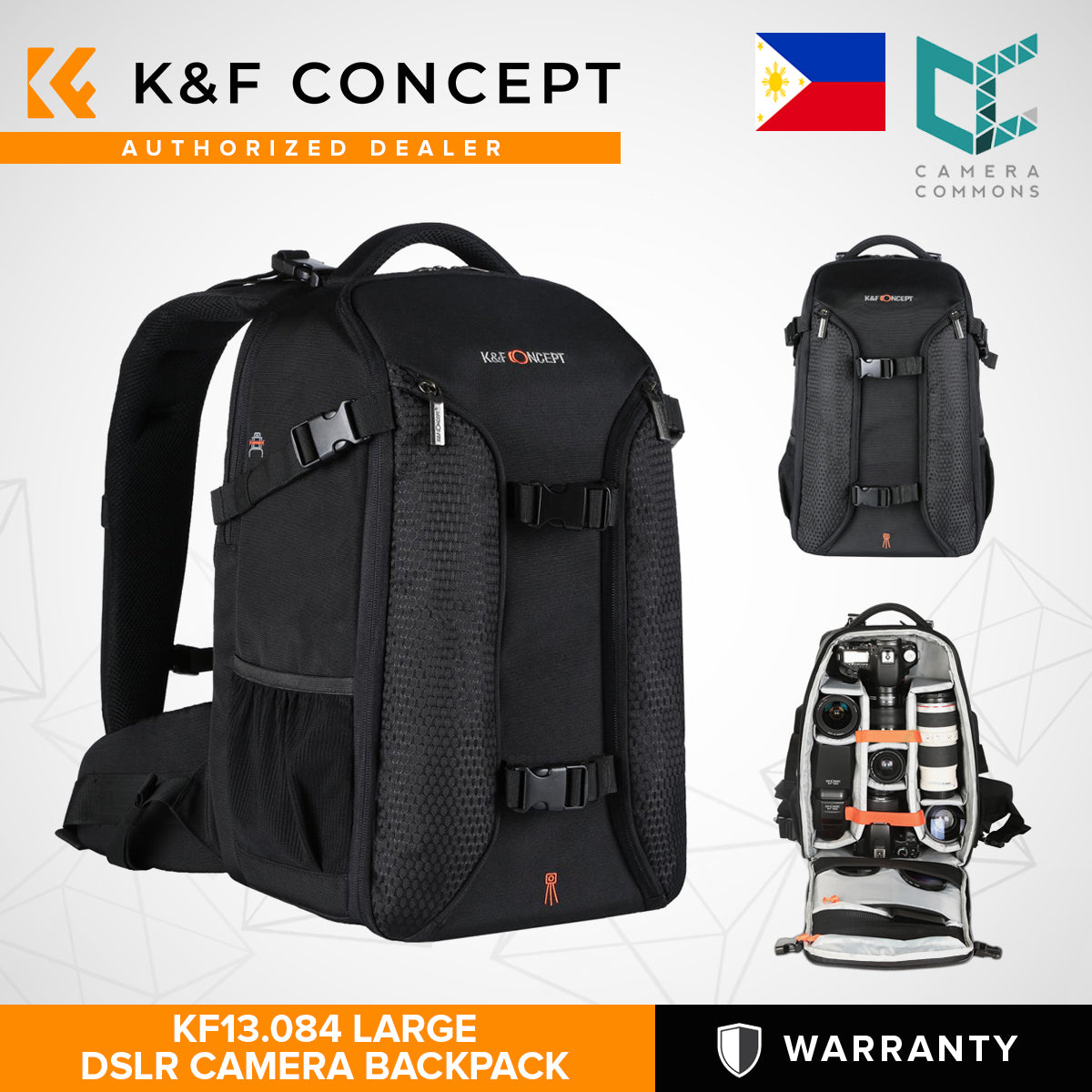 K&F Concept KF13.084 Multifunctional Large DSLR Camera Backpack for Outdoor Travel Photography 16.9*11.8*7.9