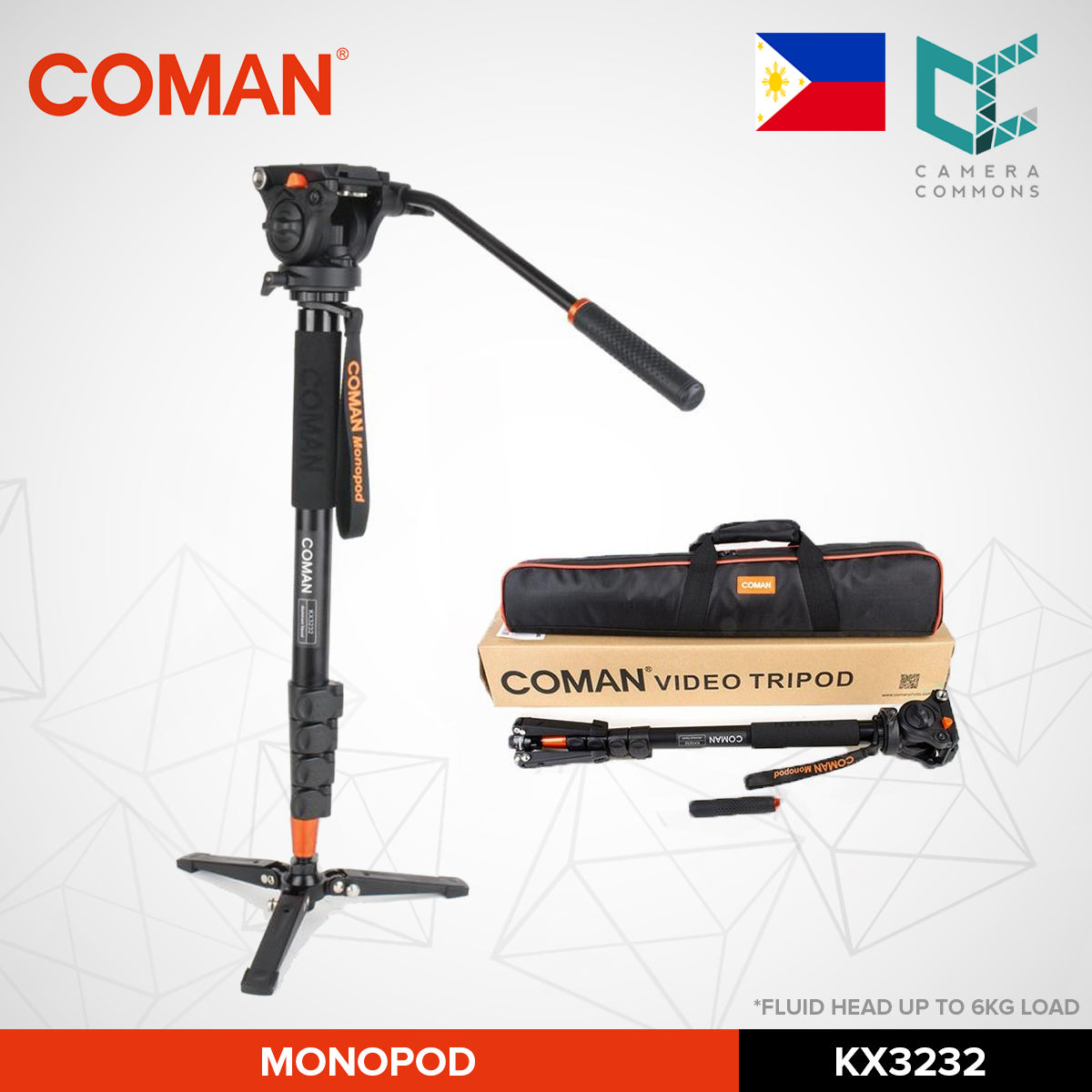 Coman KX3232 Monopod Aluminum Fluid Head