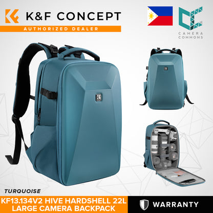 K&F Concept KF13.134 Hive HardShell 22L Large Camera Bag Backpack with 15-15.6 Inches Laptop Compartment