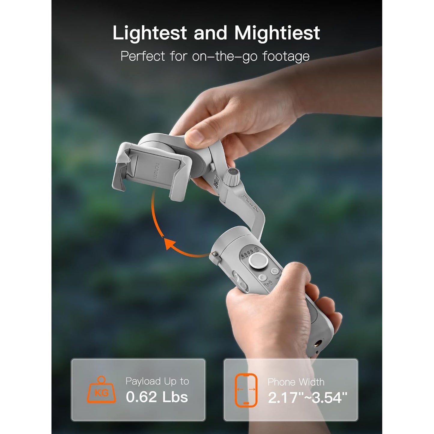 Hohem iSteady XE Smartphone Gimbal Stabilizer Vertical Mode 10 Brightness Levels Magnetic Light