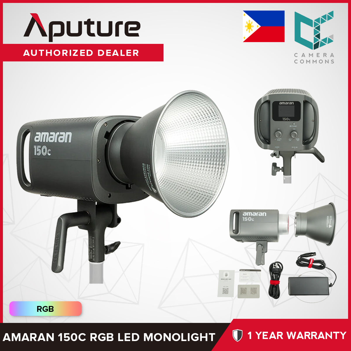 Aputure Amaran 150c 300c RGB LED Monolight 150W Studio Lighting Full RGB Color Control Active Cooling