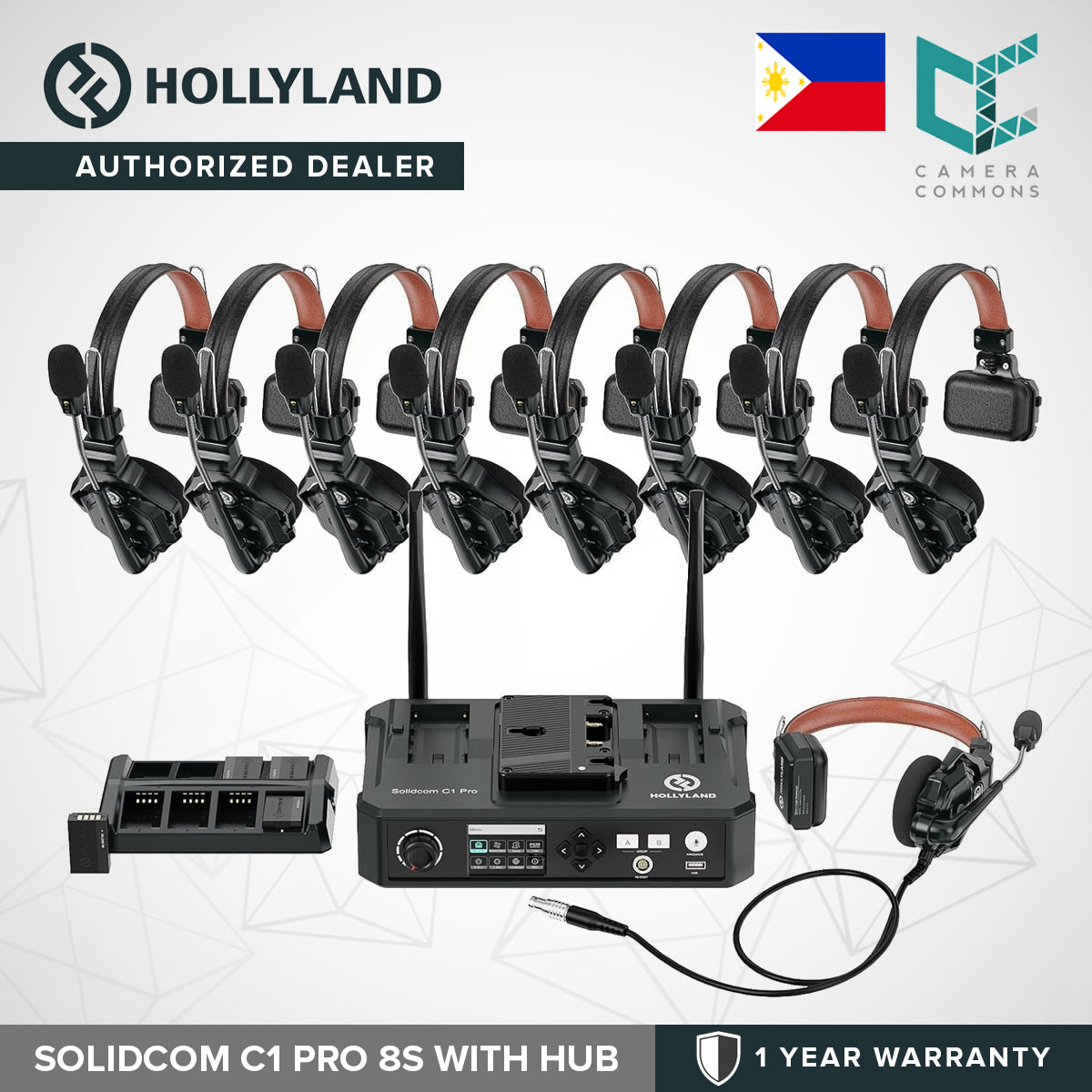 Hollyland Solidcom C1 Pro 4S 6S Full Duplex ENC Wireless Audio Intercom System with 4,6,8 Headsets