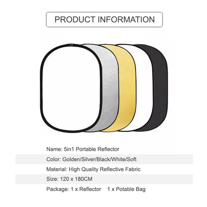 Godox RT-05 120x180cm 5 in 1 Collapsible Portable Disc Light Reflector for Studio and Photography