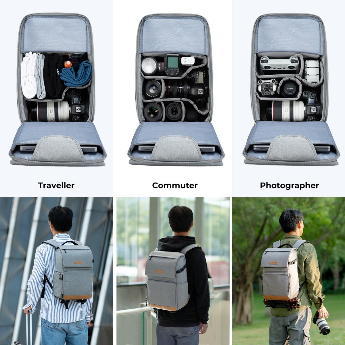 CLEARANCE K&F Concept Camera Backpack KF13.104V1 Odyssey 22L Large Capacity 15.6" Laptop for Cameras