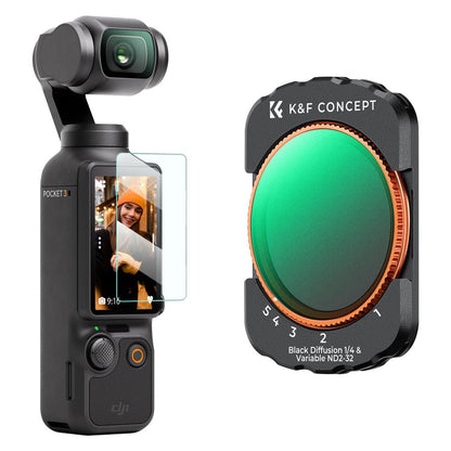 K&F Concept Black Mist 1/4 + ND2-32 Filter for DJI Osmo Pocket 3 Camera Lens Accessories