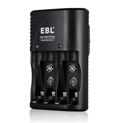 EBL 4 Bay Smart Rapid Battery Charger for AA , AAA , 9V , Ni-MH , Ni-CD Rechargeable Batteries NiMH NiCD Camera Commons PH