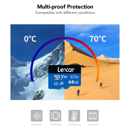 Lexar Professional 633x microSDHC microSDXC UHS-I A1 Micro SD Card Solo (32gb, 64gb)