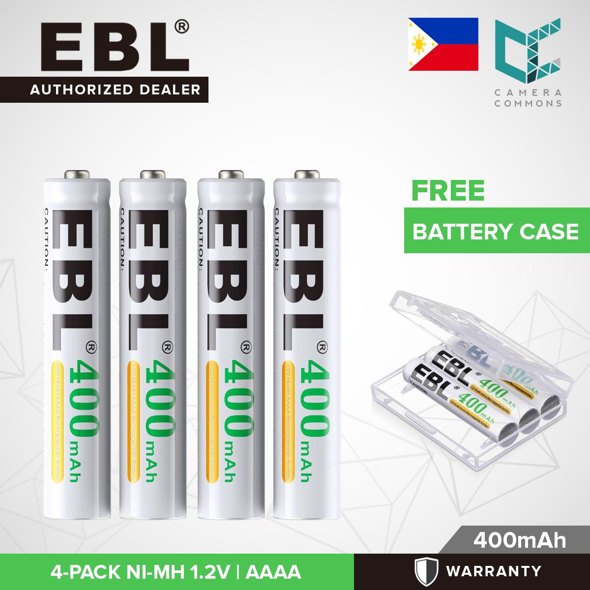 EBL 4 Pack 1.2V AAAA Size 400mAh Rechargeable battery - Ni-MH NiMH Camera Commons PH 400 Mah