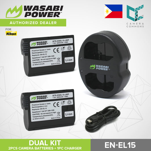 Wasabi Power EN-EL15 EN-EL15A EN-EL15B EN-EL15C Dual Kit Battery Charger for Nikon Cameras ENEL15