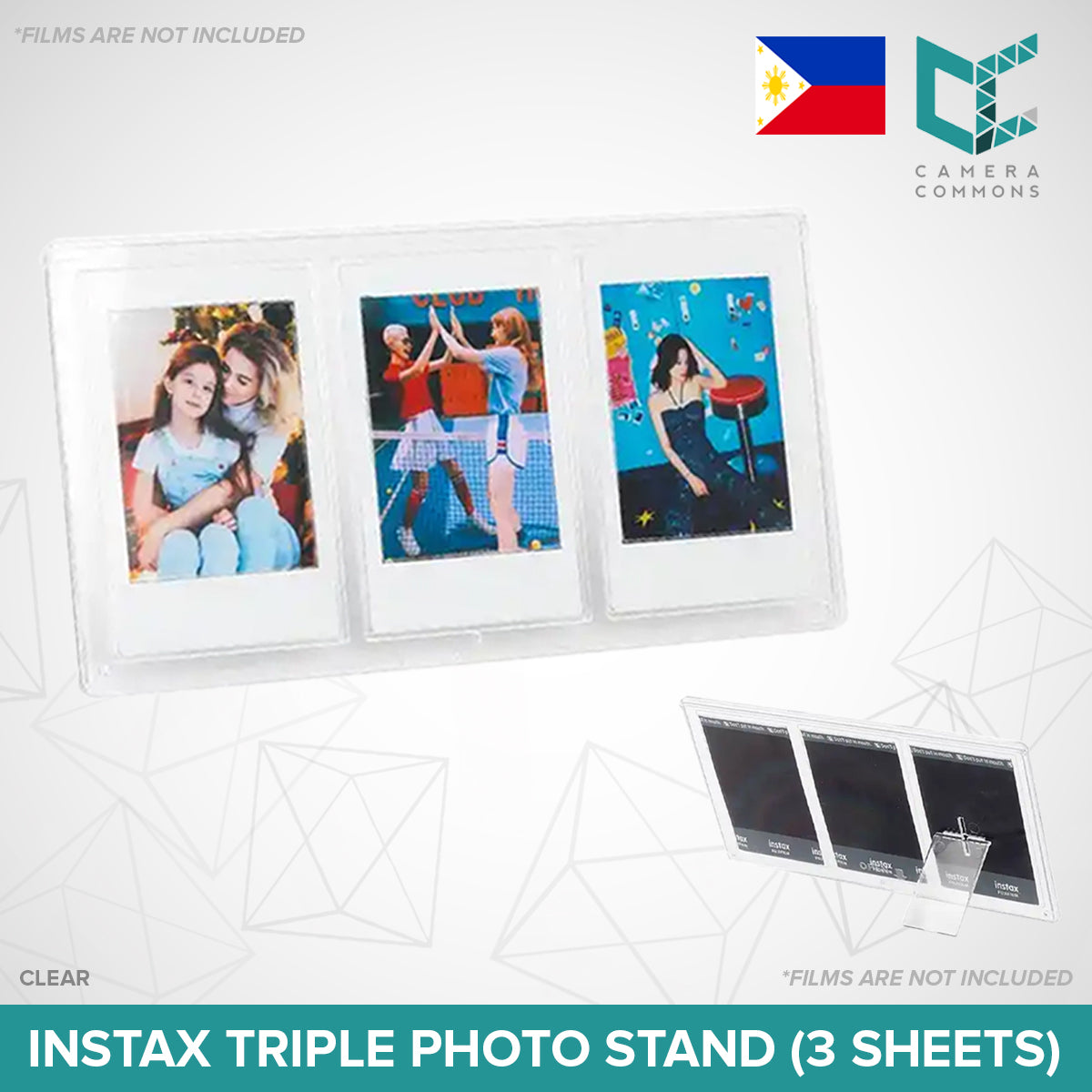 Acrylic Triple Picture Frame Photo Stand 3 in 1 Accessories for Fujifilm Instax Instant Mini Films (3 Sheets)