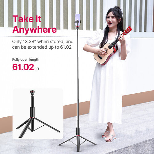 Ulanzi MT-54 Metal Light Tripod Stand with Phone Mount for Small Photography Lights 2ft to 5ft 3025