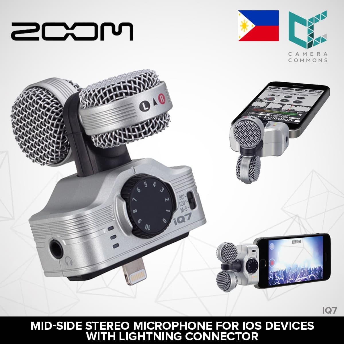 Zoom iQ7 Mid-Side Stereo Microphone for iOS Devices with Lightning Connector