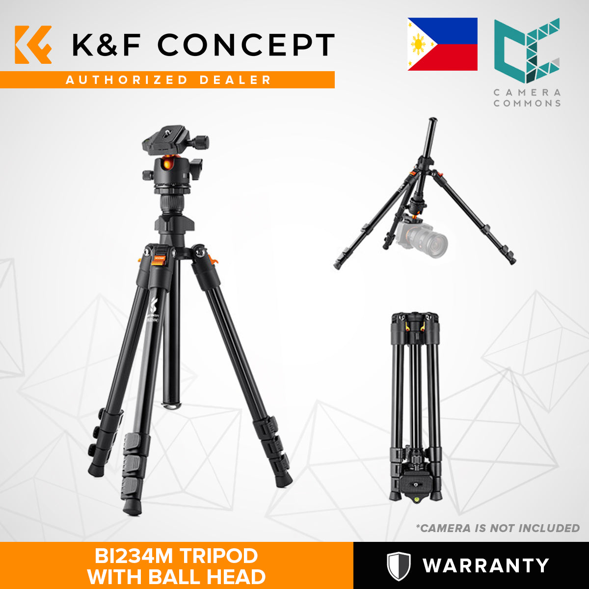 K&F Concept BI234M Tripod with Ball Head Lightweight Magnesium Travel Vlog KF09.101