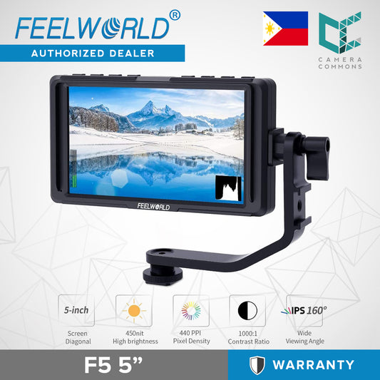 FEELWORLD F5 5.0 Full HD HDMI On-Camera Monitor with 4K Support and Tilt Arm for Videography