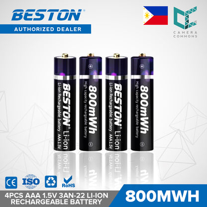 Beston 4pcs AAA 1.5V 800mWh 3AN-22 Li-ion Rechargeable Batteries