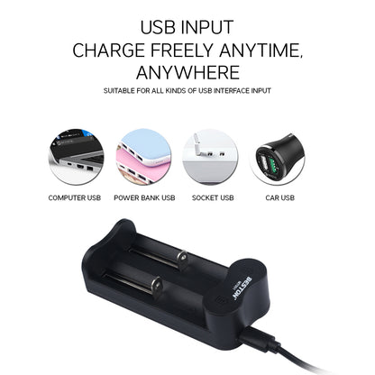 Beston M7001 2-Bay Battery Charger for 20700 / 21700 / 26650 3.7 V Rechargeable Battery BST-M7001
