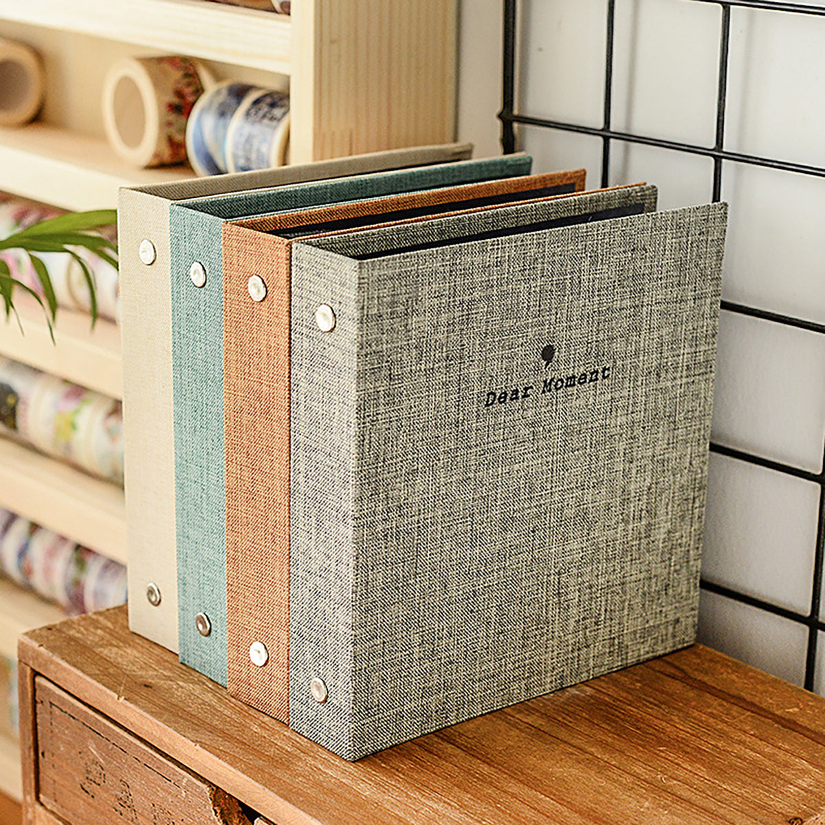 Photo Album 100 Sheets Pockets Slots Linen Hardcover 2-Ring Binder for Fujifilm Instax Mini Films