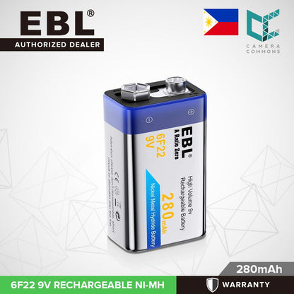 EBL 9V 280mAh Rechargeable battery - Ni-MH - Camera Commons PH