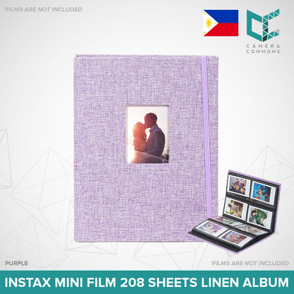 Photo Album 208 Sheets Pockets Slots Plain Cotton Linen for Fujifilm Instax Instant Mini Films