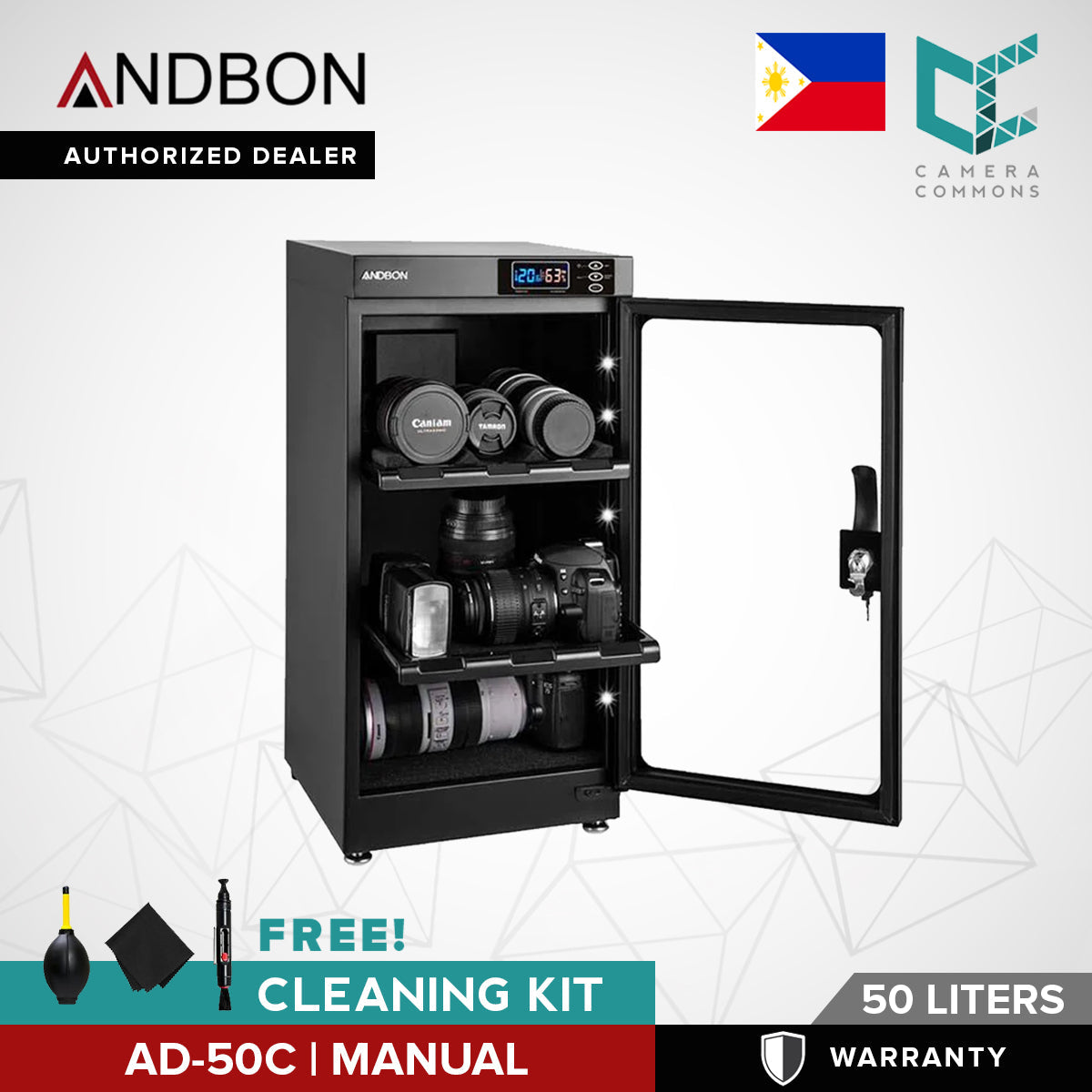 Andbon AD-50C Dry Box Electronic Digital Control Cabinet Storage for Camera Lenses AD50C
