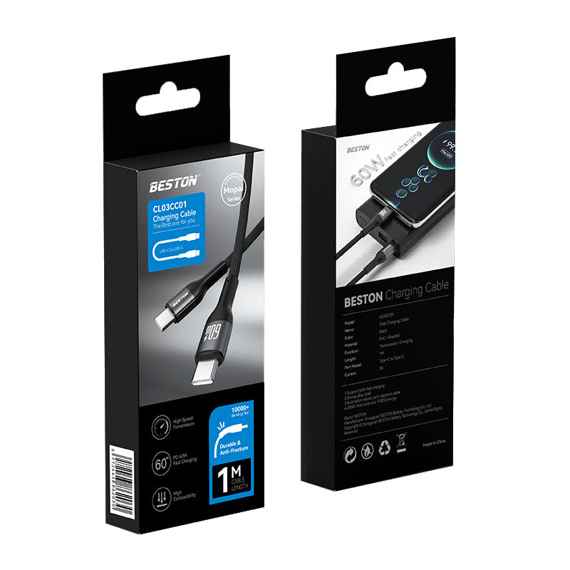 Beston CL03CC01 USB-C to USB-C Type C Fast Data Charger Charging Cable for Mobile Phone Tablet Laptop