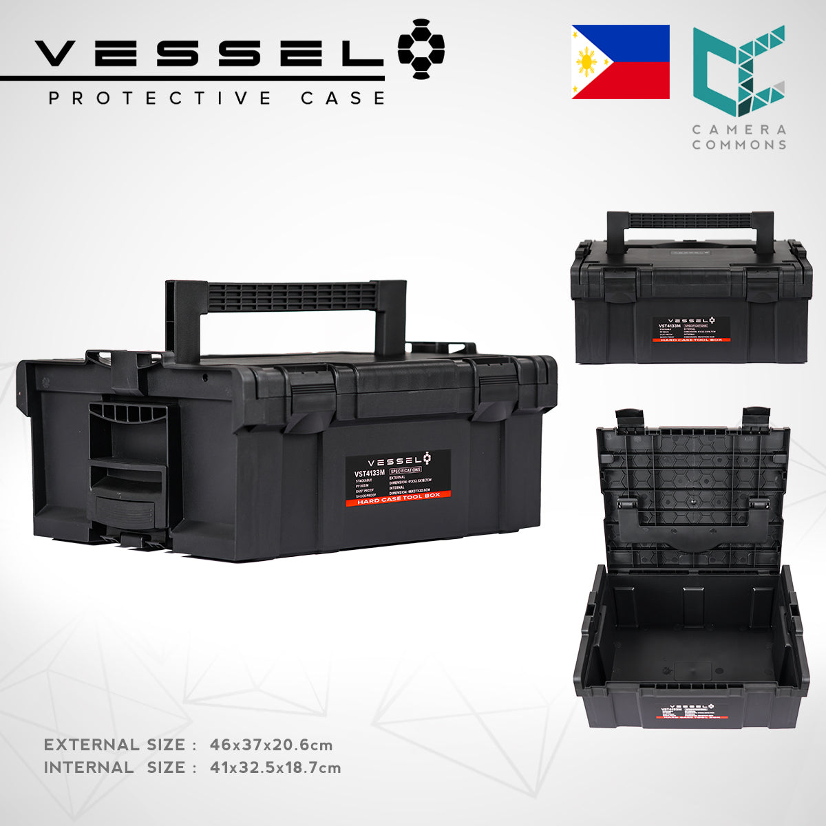 VESSEL VST4133S Small Hard Case Tool Box For Hardware Tools and Equipment VST4133 Stackable