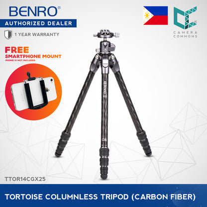 Benro Tortoise Columnless Carbon Fiber Tripod Braided Composite Tubing Twist Lock One Two Three Series