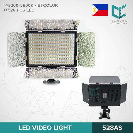 LED Video Light 528AS with Barn Doors Panel for Photography Studio Videography