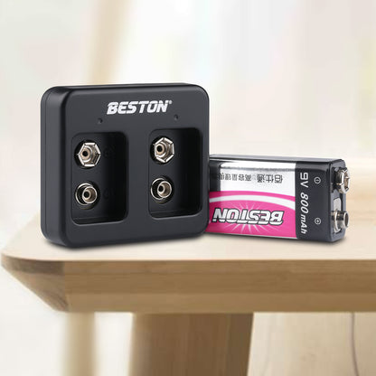 Beston M7005 2-Bay Battery Charger for 9V Rechargeable Lithium Battery