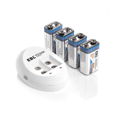 EBL 2 Bay Lithium Battery Charger for 9V Li-On Rechargeable Batteries LiOn