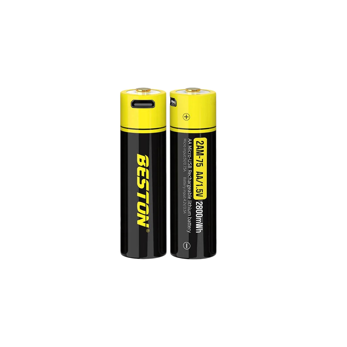 Beston 2800mwh 1850mah AA Rechargeable Li-ion Battery with Micro USB Input 2AM-75