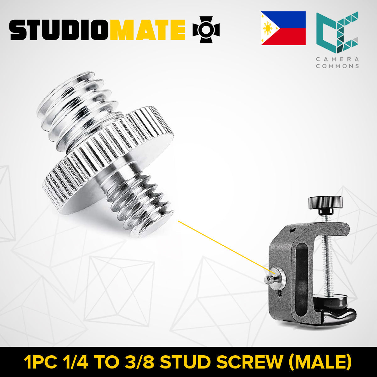 STUDIOMATE 1/4 to 1/4 and 1/4 to 3/8 Stud Screw Male for Photography Videography Accessories