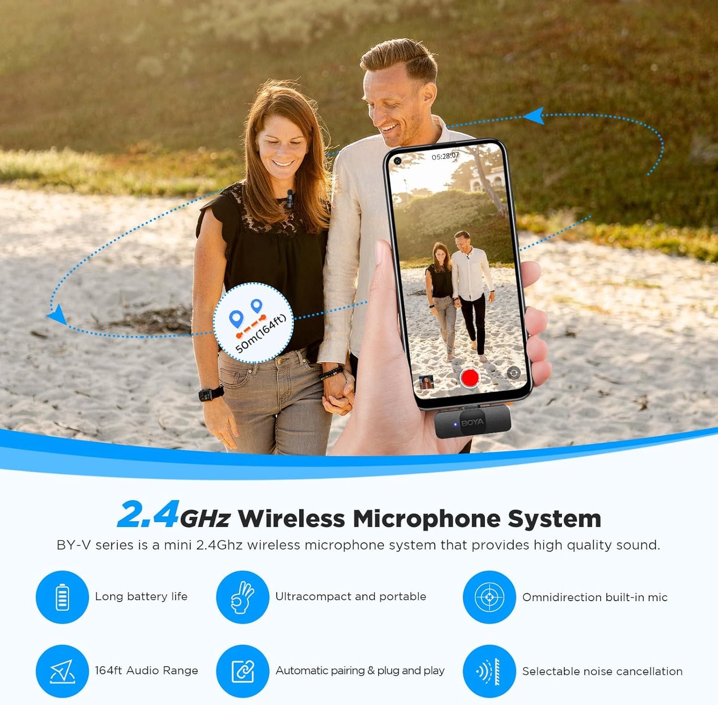 BOYA Ultracompact 2 Person Wireless Microphone System for Smartphone BY-V1 BY-V2 BY-V10 BY-V20