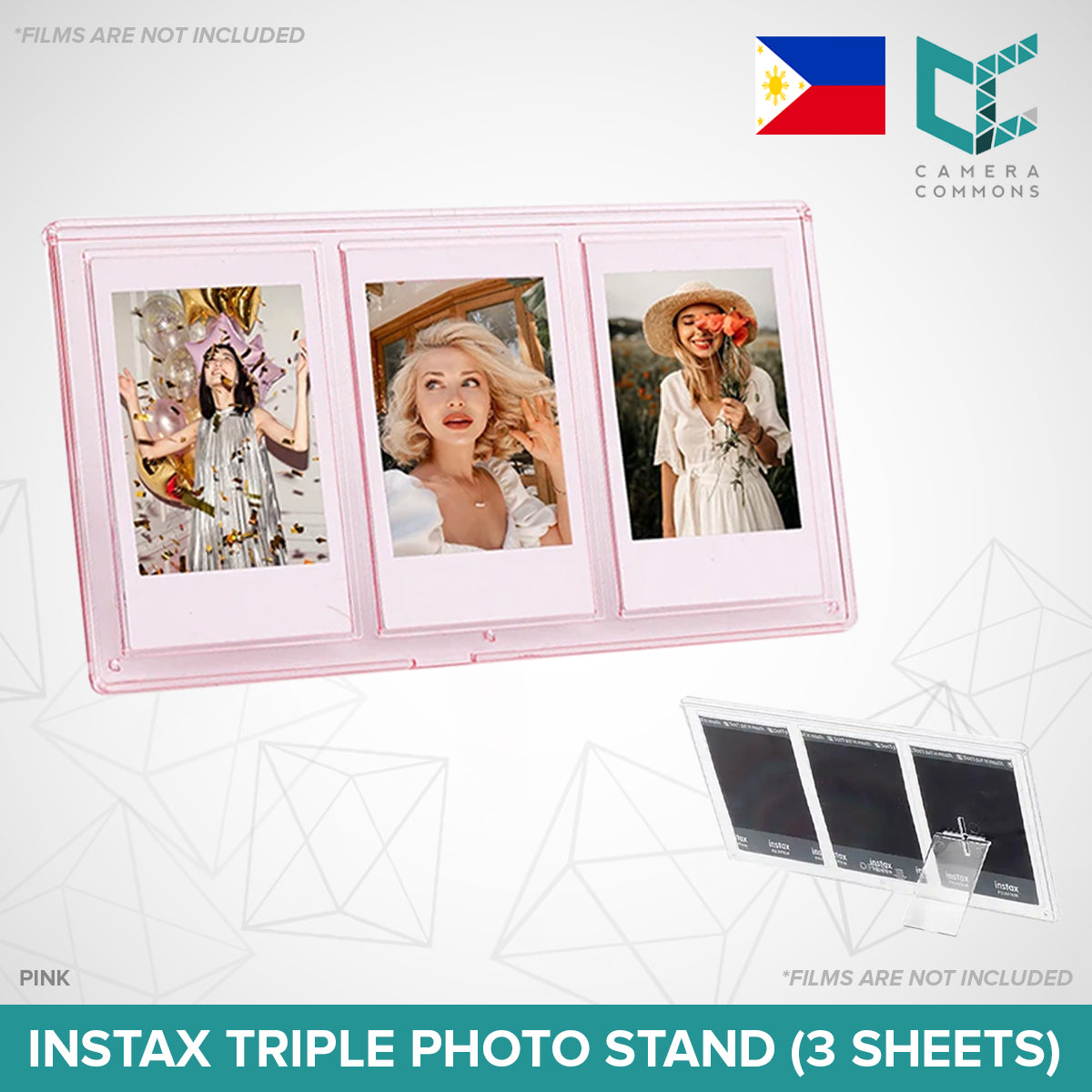 Acrylic Triple Picture Frame Photo Stand 3 in 1 Accessories for Fujifilm Instax Instant Mini Films (3 Sheets)