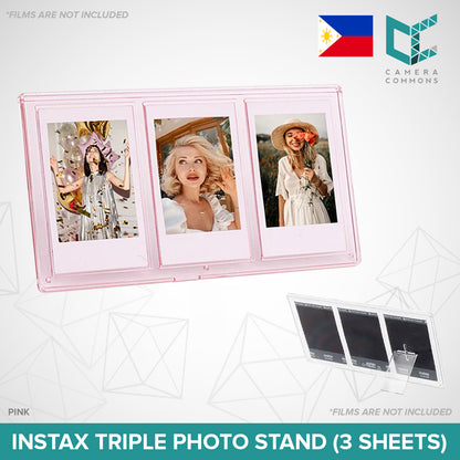 Acrylic Triple Picture Frame Photo Stand 3 in 1 Accessories for Fujifilm Instax Instant Mini Films (3 Sheets)