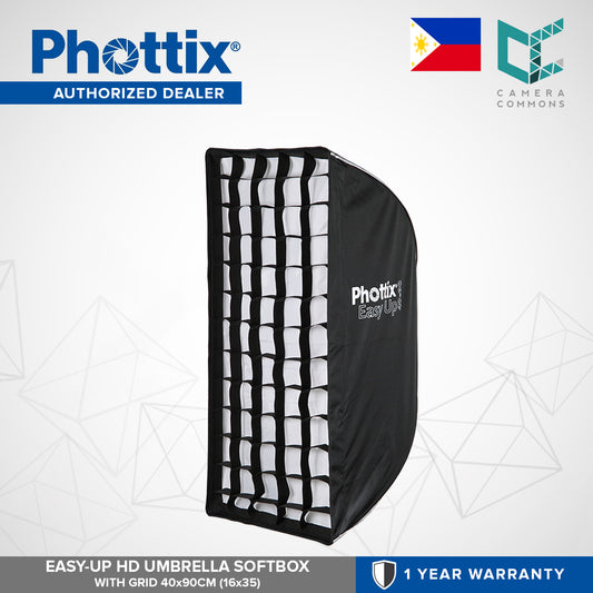 Phottix Easy Up HD Umbrella Softbox with Grid 40x90cm 16x35 Inches PH82482