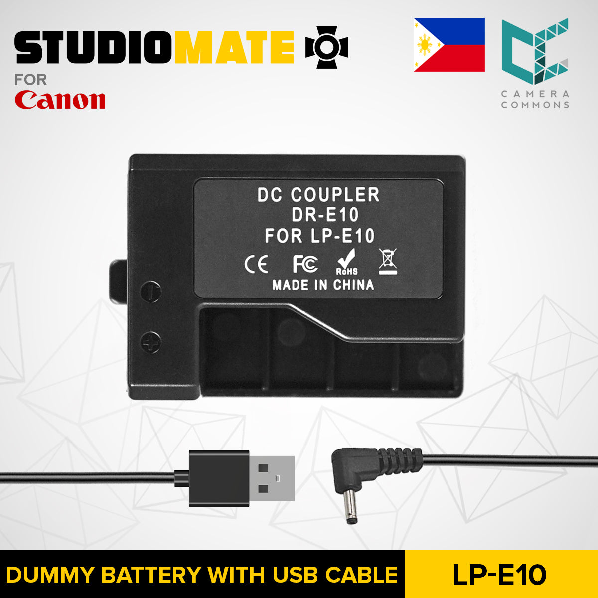 STUDIOMATE Dummy Battery LP-E10 with USB Cable for Canon Cameras E10