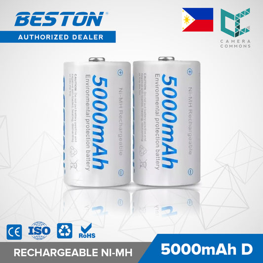 Beston Pack of 2 5000mAh D Size 1.2V Rechargeable NI-MH Battery