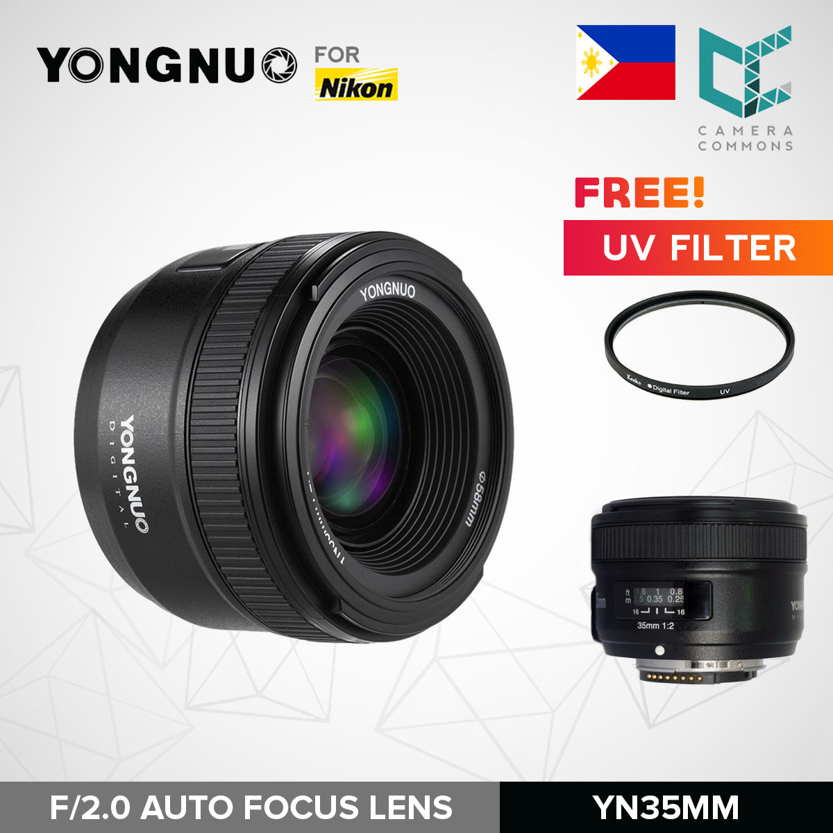 Yongnuo YN35mm f/2 Auto Focus Lens for Nikon 35mm