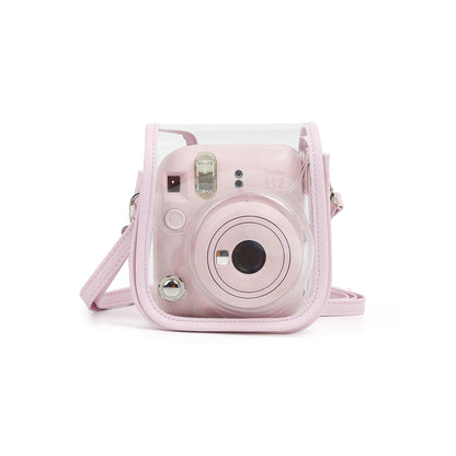 Clear Jelly Case Water Resistant Transparent Protective Cover Sling Bag for Fujifilm Instax Mini 12 Instant Camera